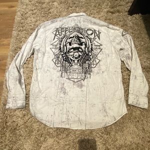 Affliction Live Fast Buckle Mens long sleeve button down shirt skull 💀 size 2XL